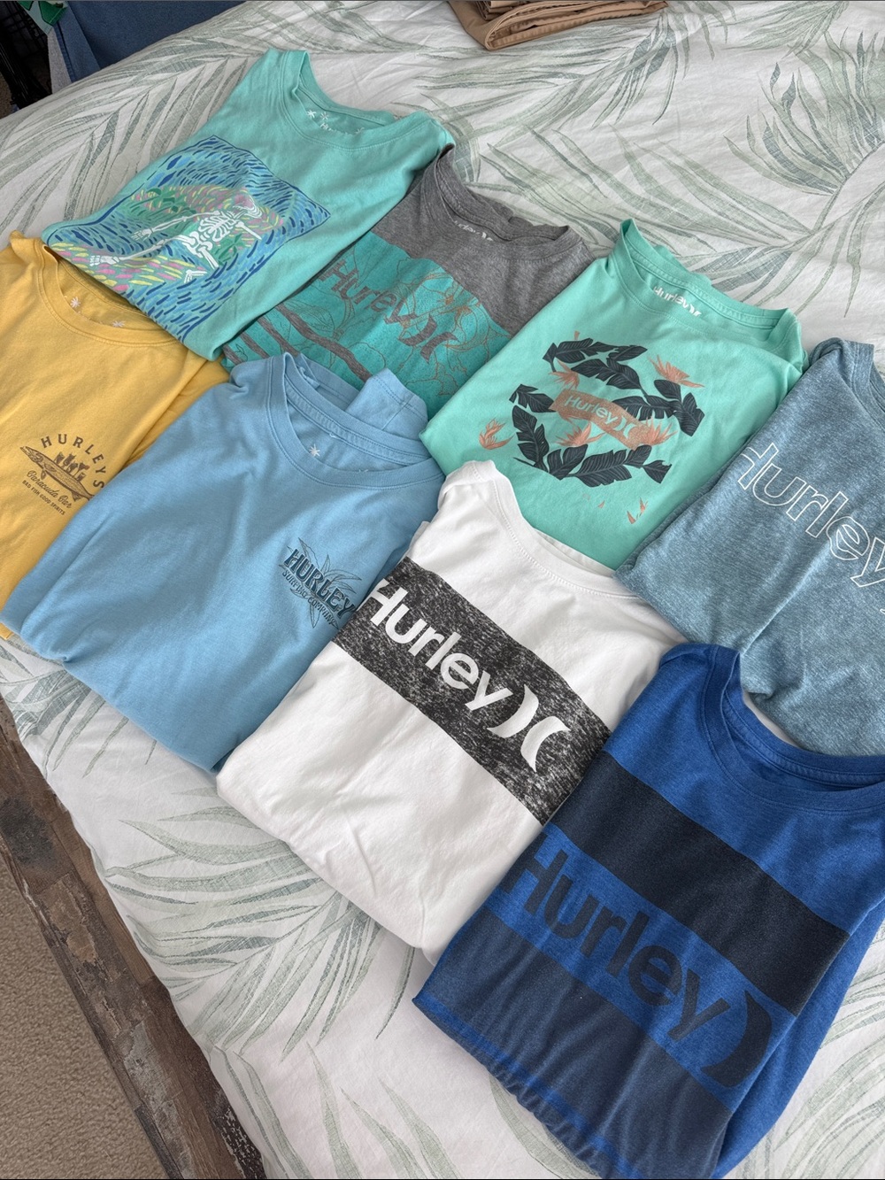 THIRTEEN Hurley Men’s Short Sleeve Tees - Blue, Teal, White, Yellow, etc